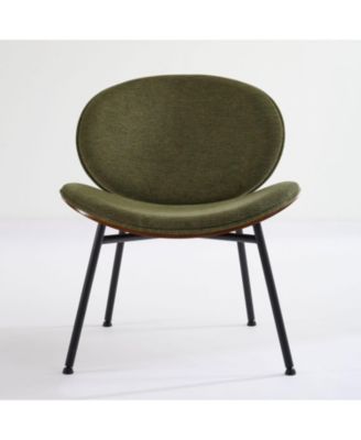 Streamdale Mid-Century Shell Chair Walnut Finish, Green Fabric, Comfortable Backrest