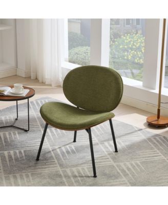 Streamdale Mid-Century Shell Chair Walnut Finish, Green Fabric, Comfortable Backrest