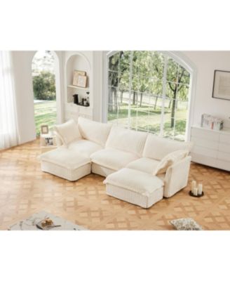 Slipcovered Sectional Sofa with French Edges and Cloud-Like Comfort