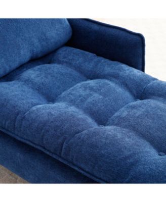 Streamdale 55" Fabric Chaise Lounge – Blue Upholstery with Armrest & Pillow – Modern Chair