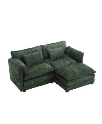 Streamdale Chenille fabric, removable armrests with side pockets, high density sponge filling, oversized double sofa with footstool