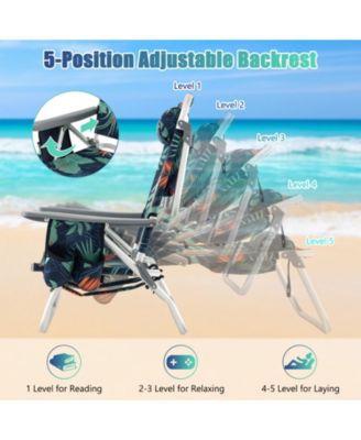 2 Pieces Folding Backpack Beach Chair with Pillow