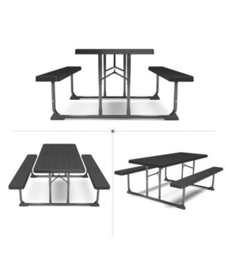 6ft Picnic Table with 2 Benches Heavy-Duty Table for 6-8 Person