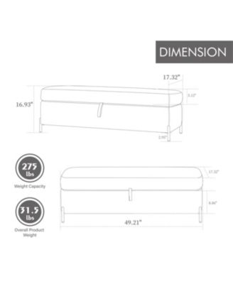Velvet Storage Soft Bench for Living Room, Entryway and Bedroom.