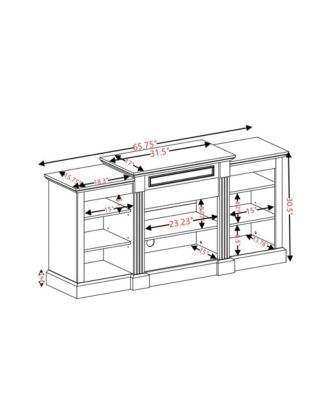 Media Console Table with Large Storage Cabinet, Modern TV Media Entertainment Stand, White, 65.75"W17"D32.48"H