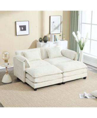 Luxurious Chenille Sofa with Detachable Armrests