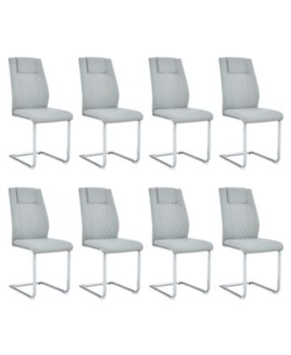 Modern Faux Leather Dining Chairs with Metal Legs Set of 8
