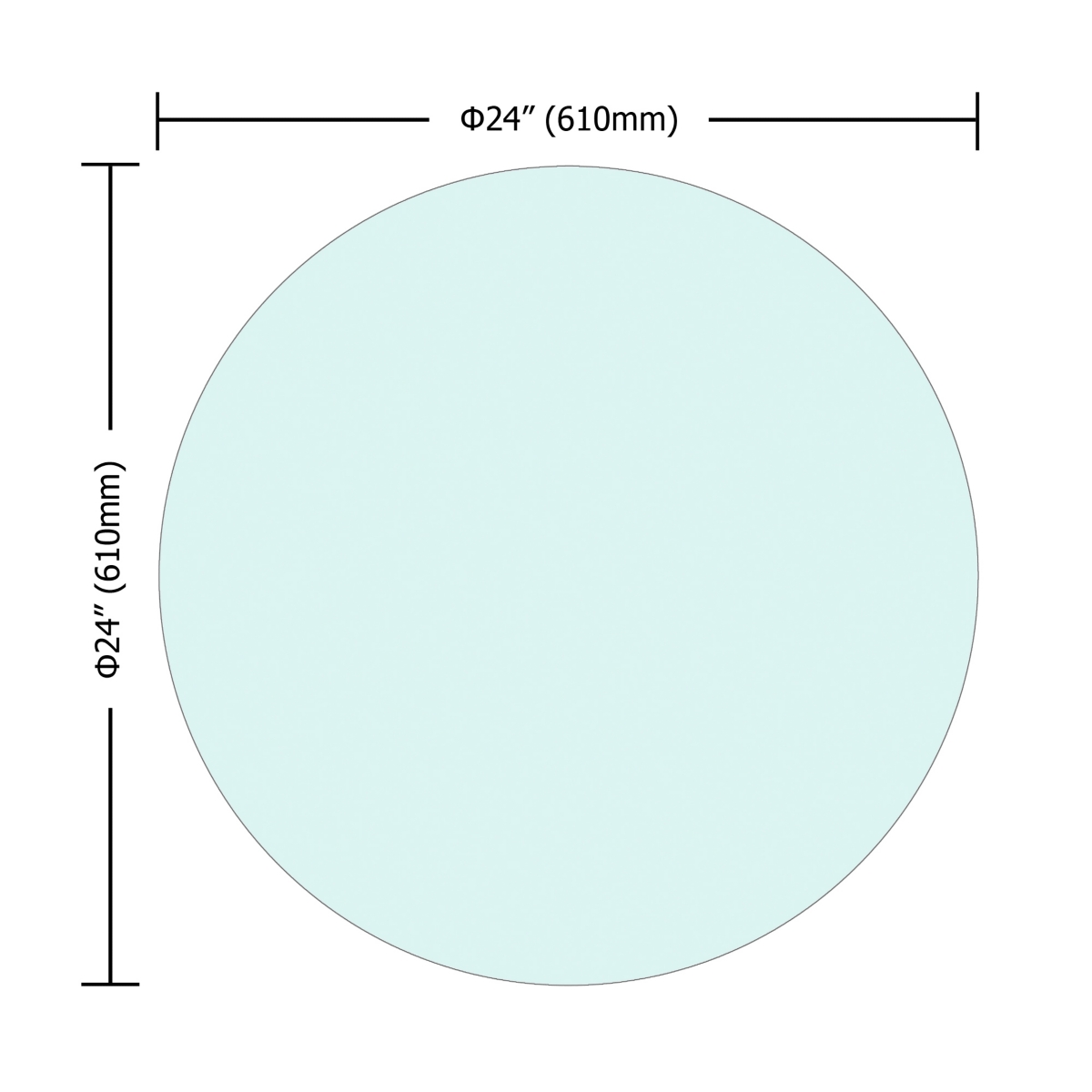 Round Tempered Glass Table Top Clear Glass 1/4 Inch Thick Round Polished Edge