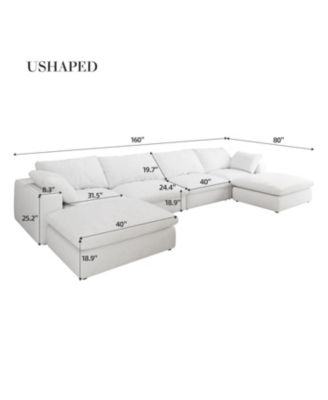 Streamdale Cloud Modular U-Shaped Sofa with 2 Ottomans