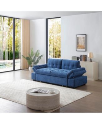 Streamdale Blue Sleeper Sofa Bed with Teddy Chaise