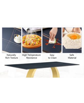 Streamdale Sintered Stone Dining Set 63" Table & 4 White/Gold Chairs