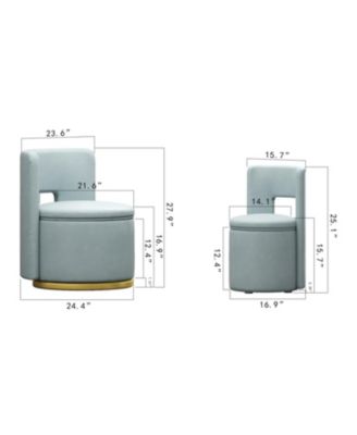 360°Round Swivel Chair with Storage under Seat, Comfy Chair for Living Room Bedroom Reading Room (Blue)