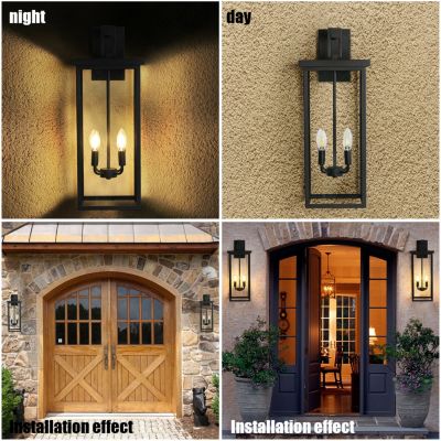 4-Light Black Outdoor Wall Light (No Bulbs)