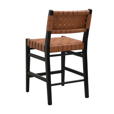 24" Classic PU Counter Stools (Set of 2), Rubberwood Frame