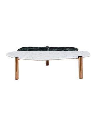 1Pc MDF Faux Marble Top, Gold Metal Legs, Mid-Century Style Coffee Table