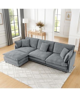 Streamdale Modern L-Shaped Sectional Sofa with Ottoman (Grey)