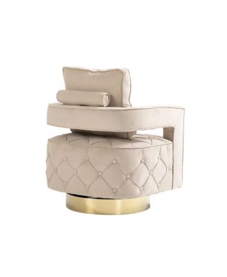 Streamdale Modern Velvet Accent Chair with Pillow and Tufted Button