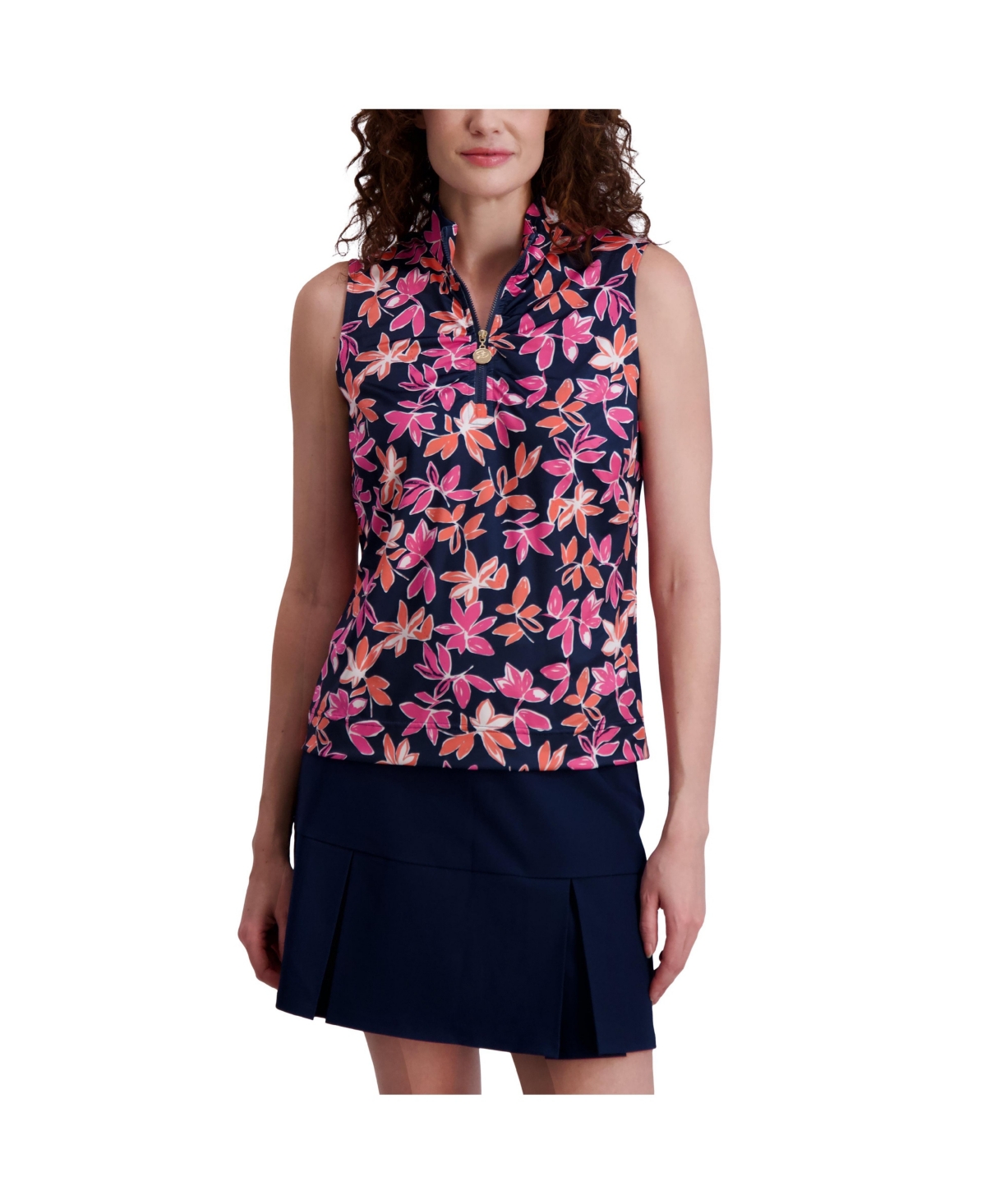 Women's Sleeveless Ruched Front Pullover - Navy