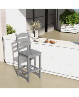 30 Inches Counter Height HDPE Bar Stool with Backrest and Footrest