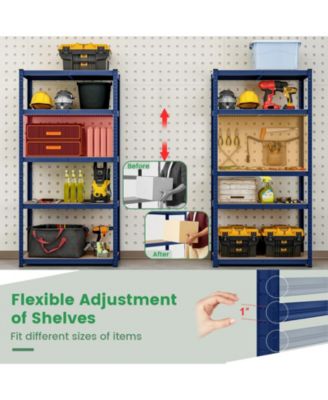 5-Tier Heavy Duty Metal Shelving Unit with 2000 LBS Total Load Capacity-Blue