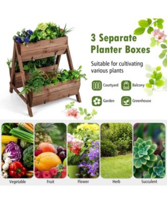 Freestanding Vertical Raised Garden bed with 3 Wooden Planter Boxes