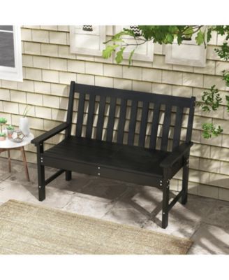 52 Inch All-Weather HDPE Outdoor Bench with Backrest and Armrests