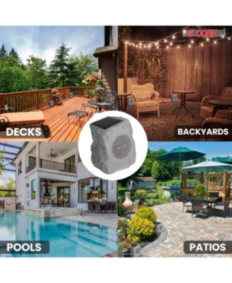 Rock Speaker Outdoor Waterproof Bluetooth Garden Speakers Solar & USB Charging RGB Colors for Patio Pool & Home