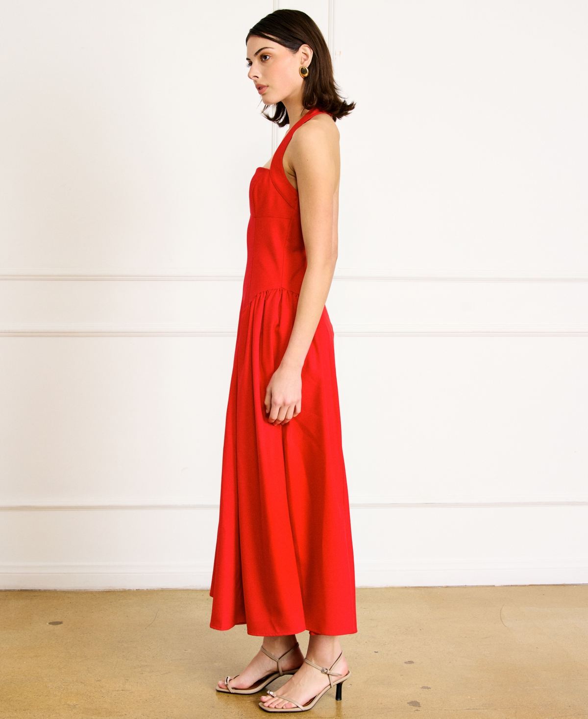 Line & Dot Women's Greta Halter Sleeveless Maxi Dress In Red