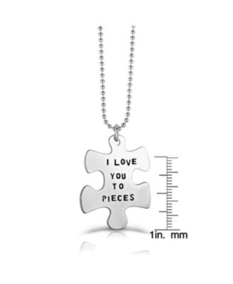 White Gold Plated Puzzle Piece Pendant Necklace