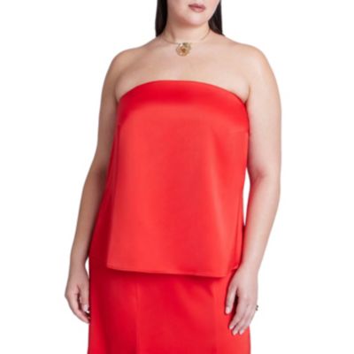 Women's Plus Size Column Satin Tube Top