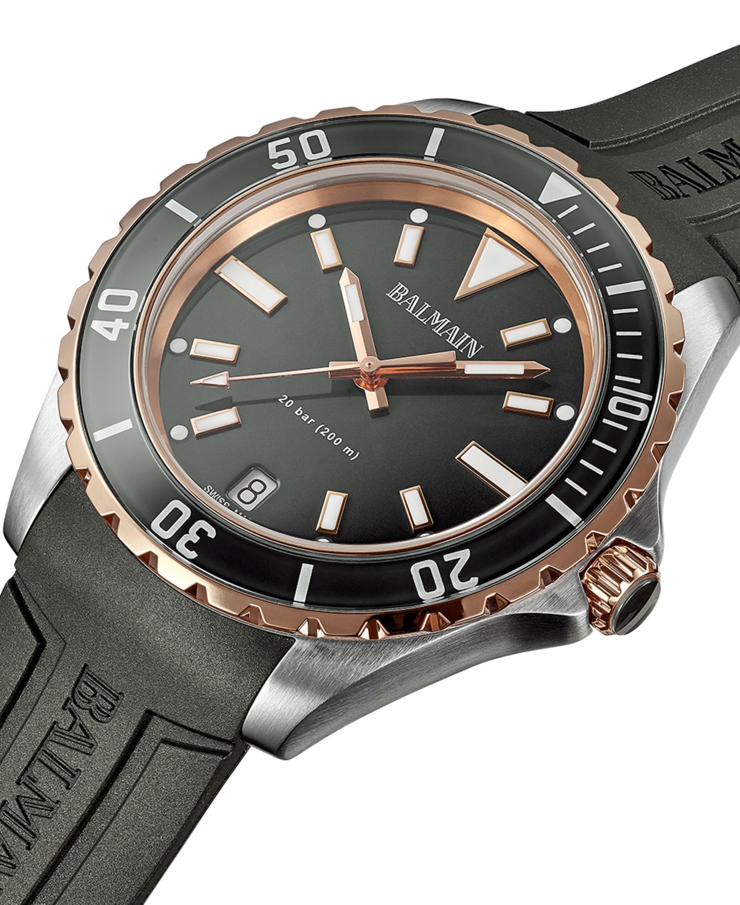 Мужские часы Balmain Swiss Ophrys Black Rubber Strap Watch 43mm — фото 2
