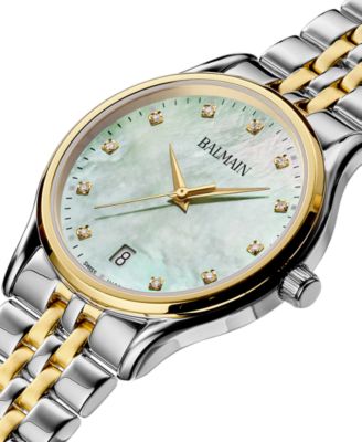 Women's Swiss Beleganza Diamond (1/20 ct. t.w.) Two-Tone Stainless Steel Bracelet Watch 32mm