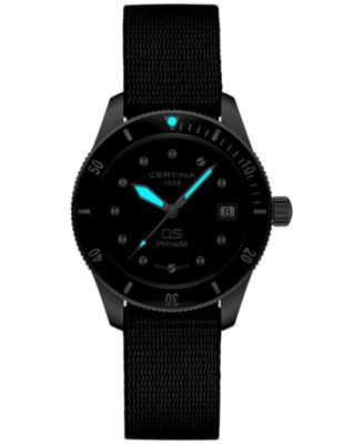 Women's Swiss DS Heritage Black Nylon Strap Watch 38mm