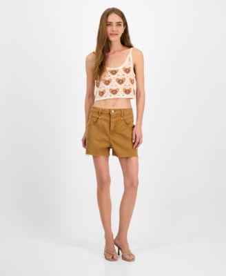 Women's Cropped Crotchet Heart Top