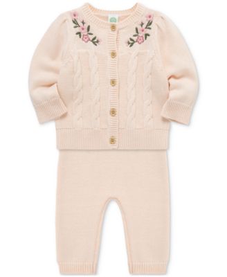Baby Girls Floral Swag Cotton Sweater & Pants, 2 Piece Set
