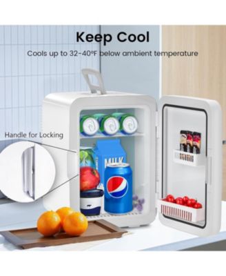 Compact Mini Fridge, 15 Can Portable Small Refrigerator with AC/DC Adapters, 10 Liter / 2.6 Gal Small Cosmetics Cooler for Beverage,  Skincare