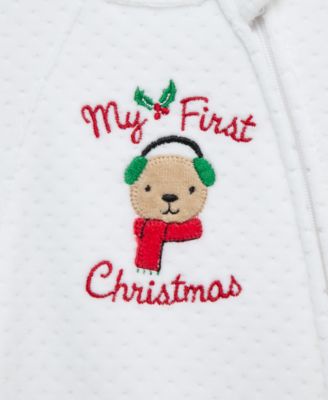 Baby Merry Bear Velour Footed Coverall