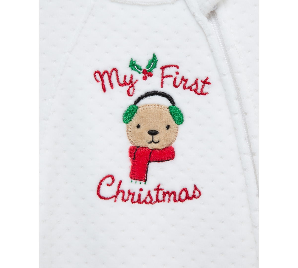 Little Me Baby Merry Bear Velour Footed Coverall