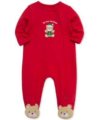 Baby Holiday Bear Cotton Footed Coverall
