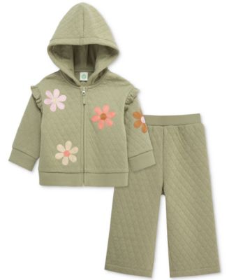 Baby Girls Flower Hoodie & Pants, 2 Piece Set
