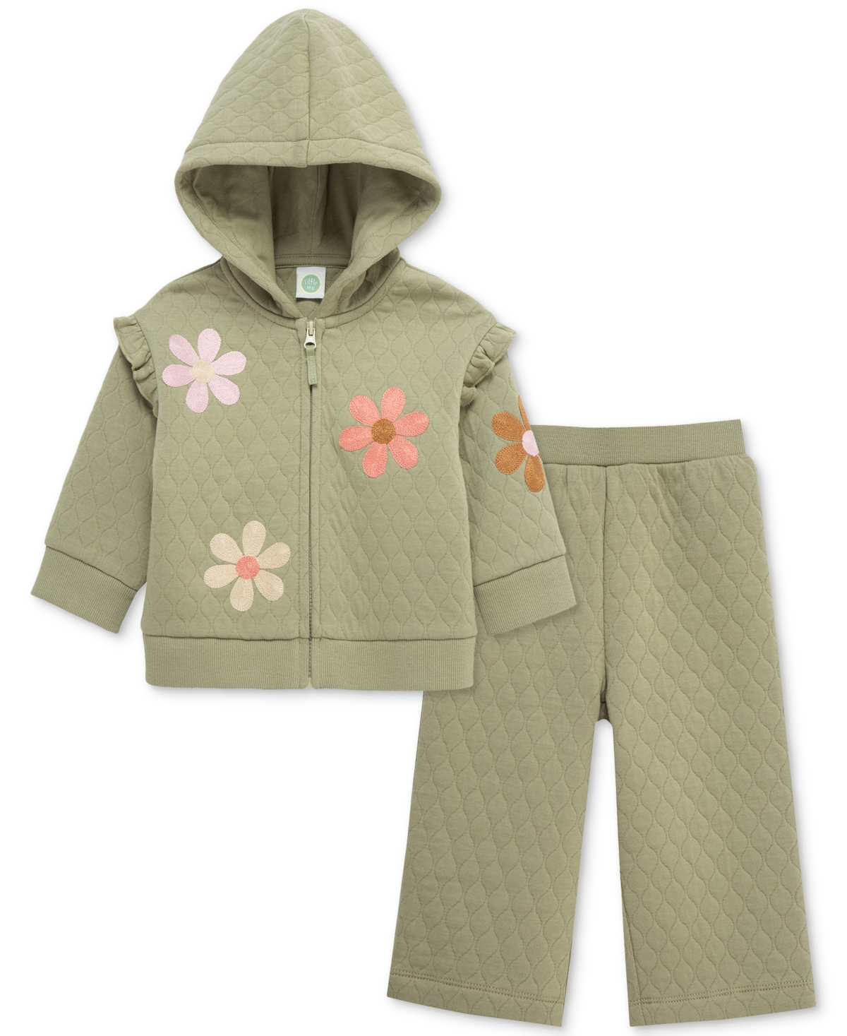 Little Me Baby Girls Flower Hoodie & Pants, 2 Piece Set