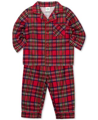 Baby Boys Plaid Coat-Style Pajama Top & Pants, 2 Piece Set