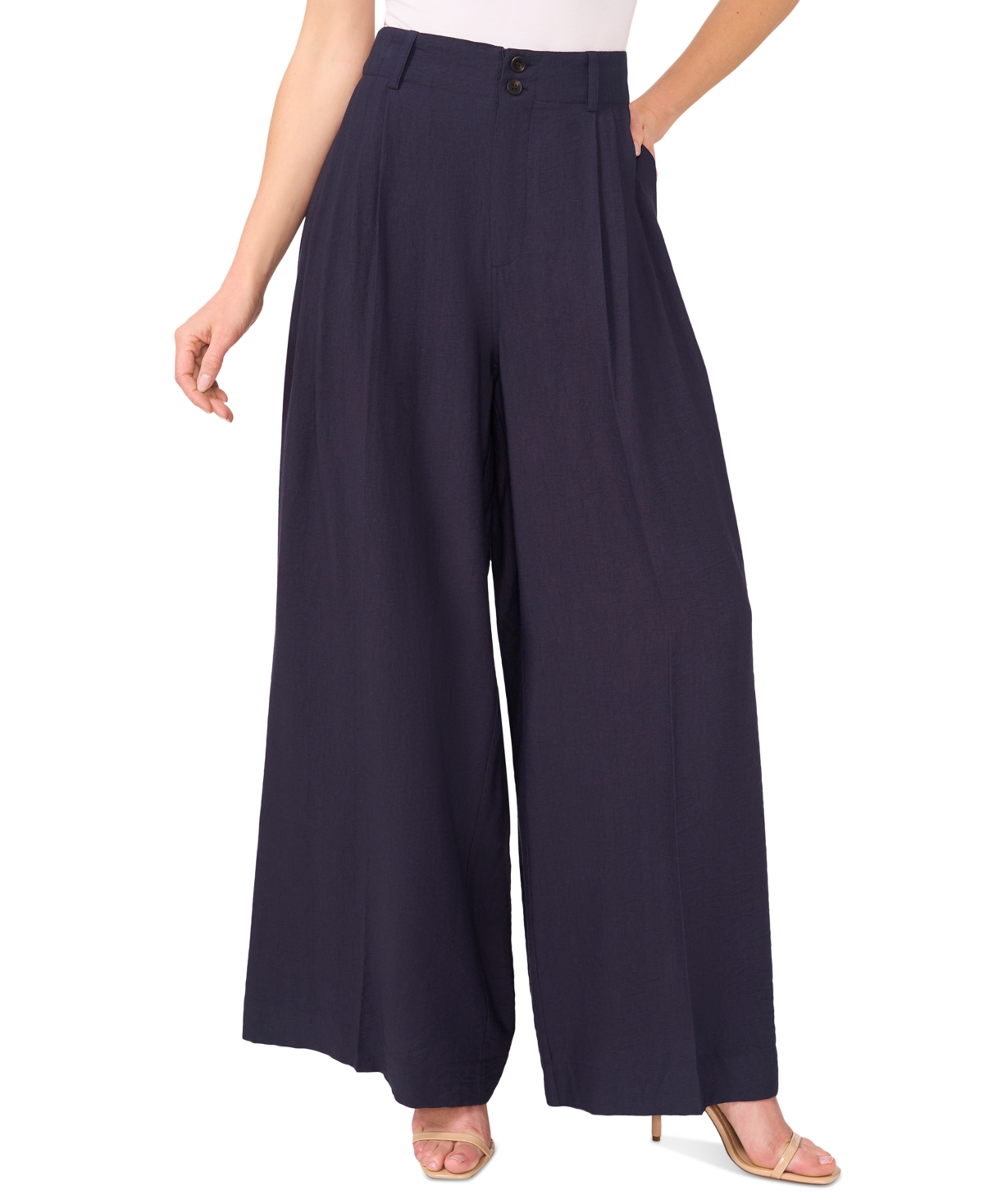 Women's High-Rise Pleated Wide-Leg Pants - Night Shade