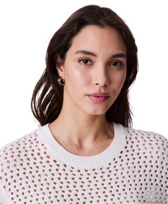 Women's Cotton Open-Stitch Short-Sleeve Sweater