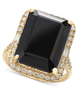 EFFY&reg; Amethyst (10-3/4 ct. t.w.) & Diamond (3/8  ct. t.w.) Halo Ring in 14k Gold (Also available in Citrine, Green Quartz & Black Onyx)