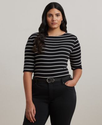 Lauren Ralph Lauren - Plus Size Stretch Cotton Boatneck Top