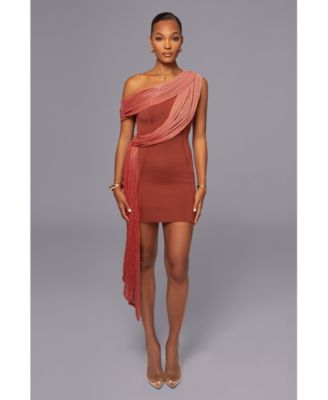 Women's Asymmetric Drape Mini Dress