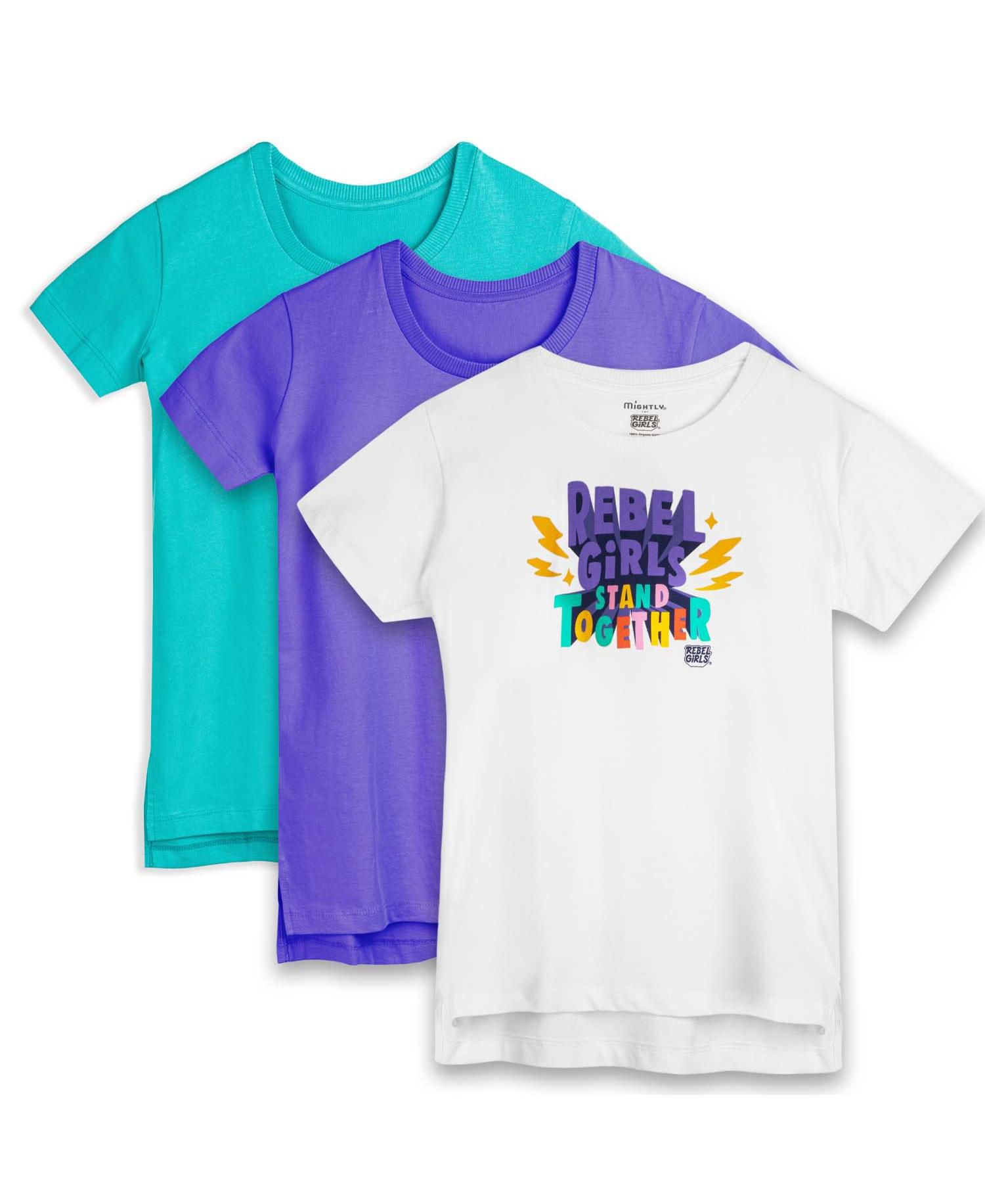 Girls Rebel x 3pk Fair Trade Organic Cotton Extended Length Tees