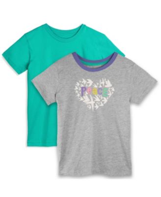 Mightly Girls Fair Trade Organic Cotton Graphic Short Sleeve T-Shirt 2-pack - Peace birds