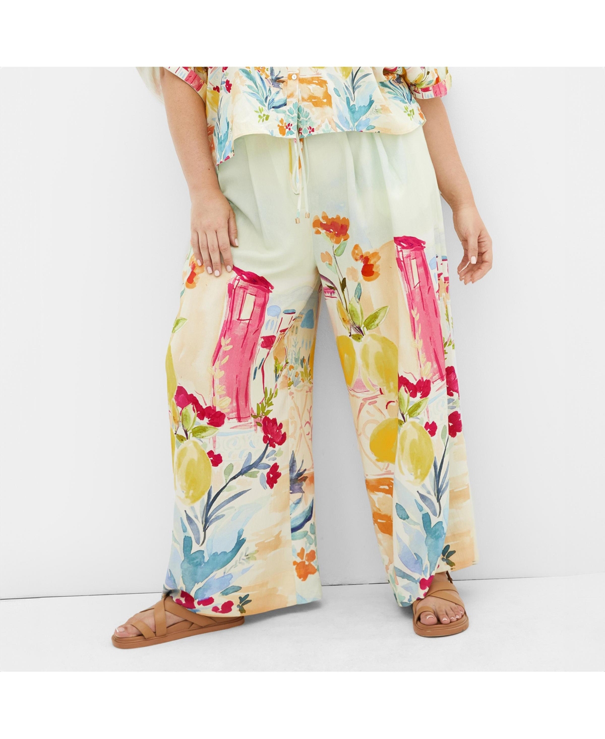 Plus Size Athena Border Pant - Sorrento summer